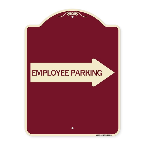 Signmission Employee Parking With Right Arrow Heavy-Gauge Aluminum Architectural Sign, 24" x 18", BU-1824-24398 A-DES-BU-1824-24398 - main